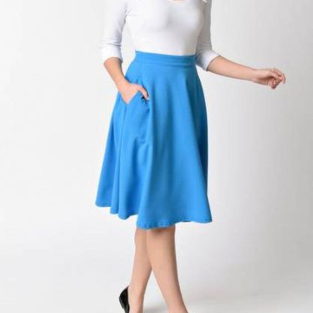 Rock Steady Turquoise High Waisted Skirt